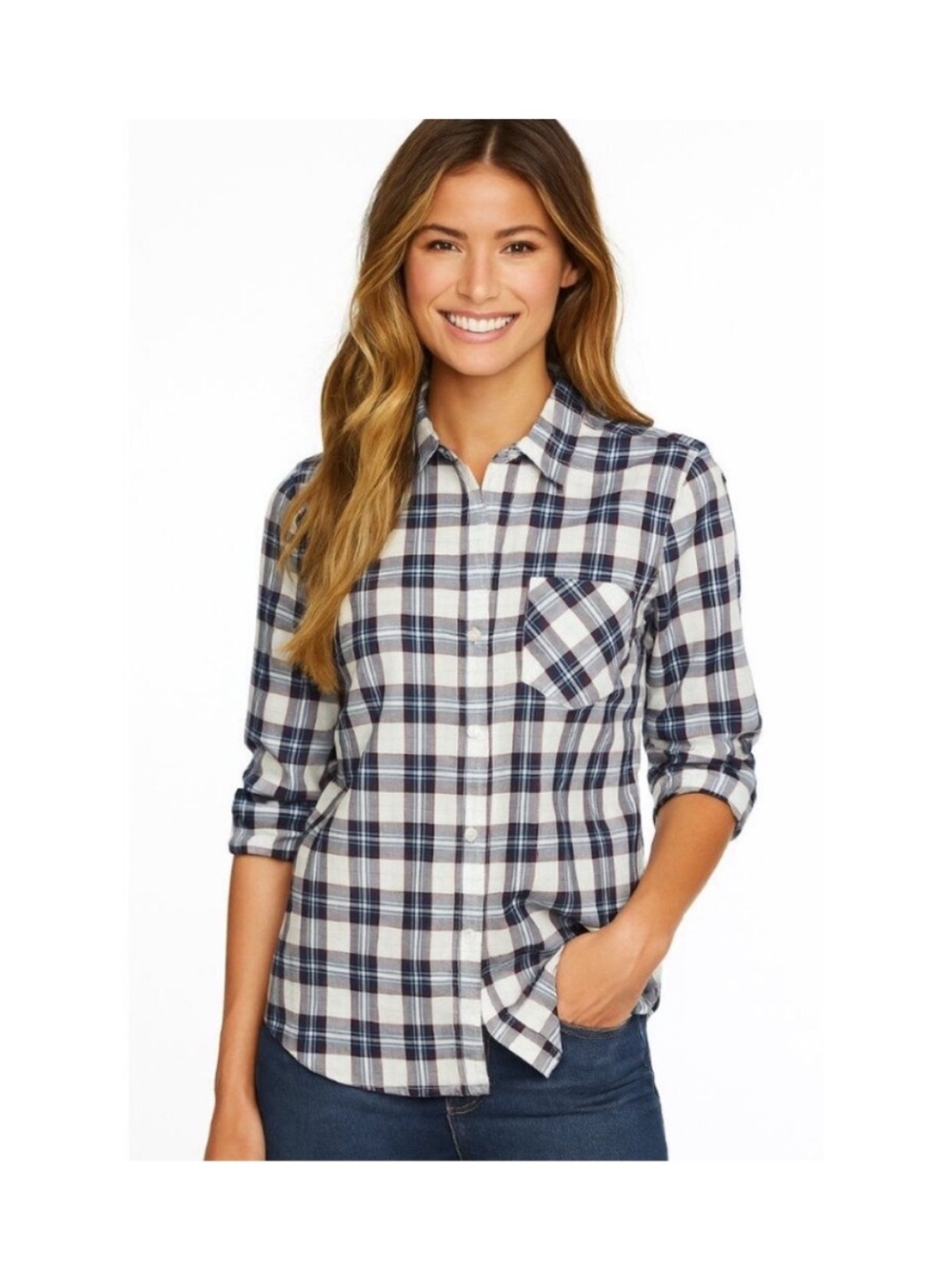 Untuckit Top 4 Plaid Blue